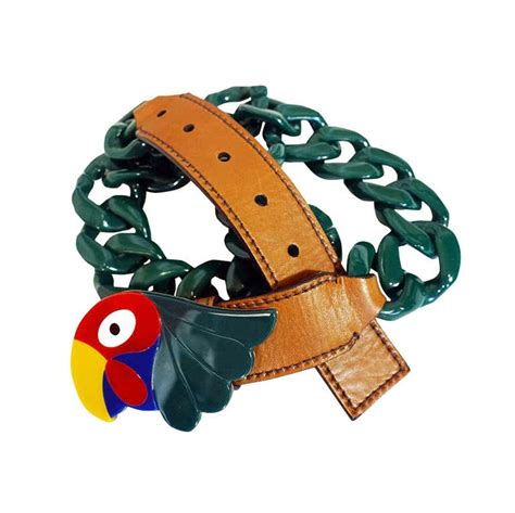 prada parrot buckle plastic chain belt 85 cm red|PRADA Red Belts for Women for sale .